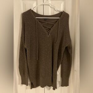 American Eagle Outfitters Long Sweater With Tie At Neck